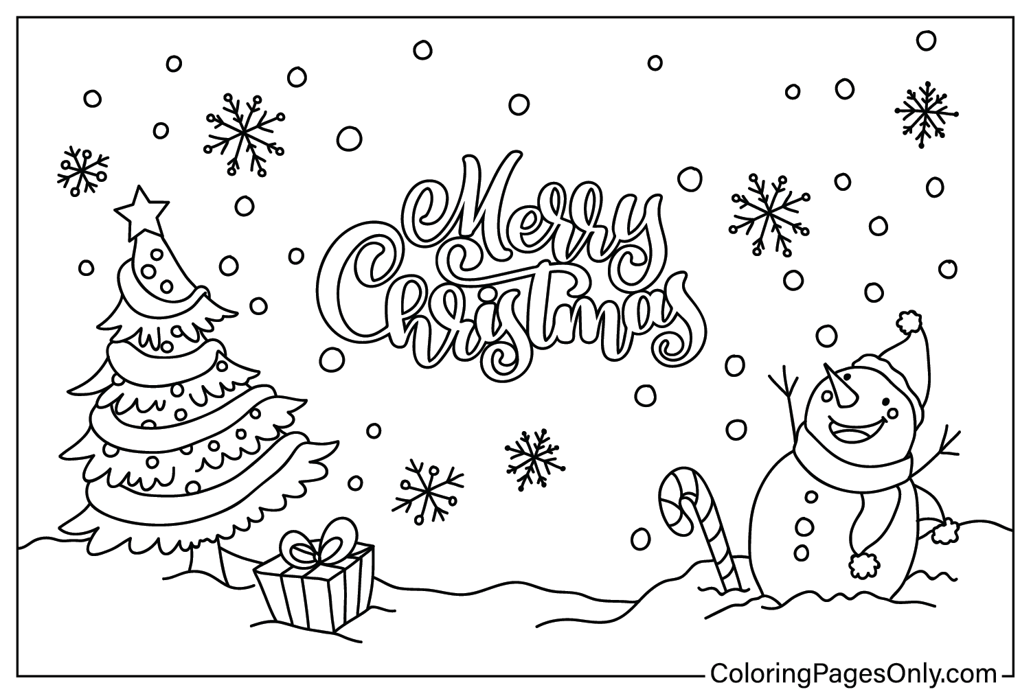 Página para colorir do Natal de 2024 para imprimir do Natal de 2024