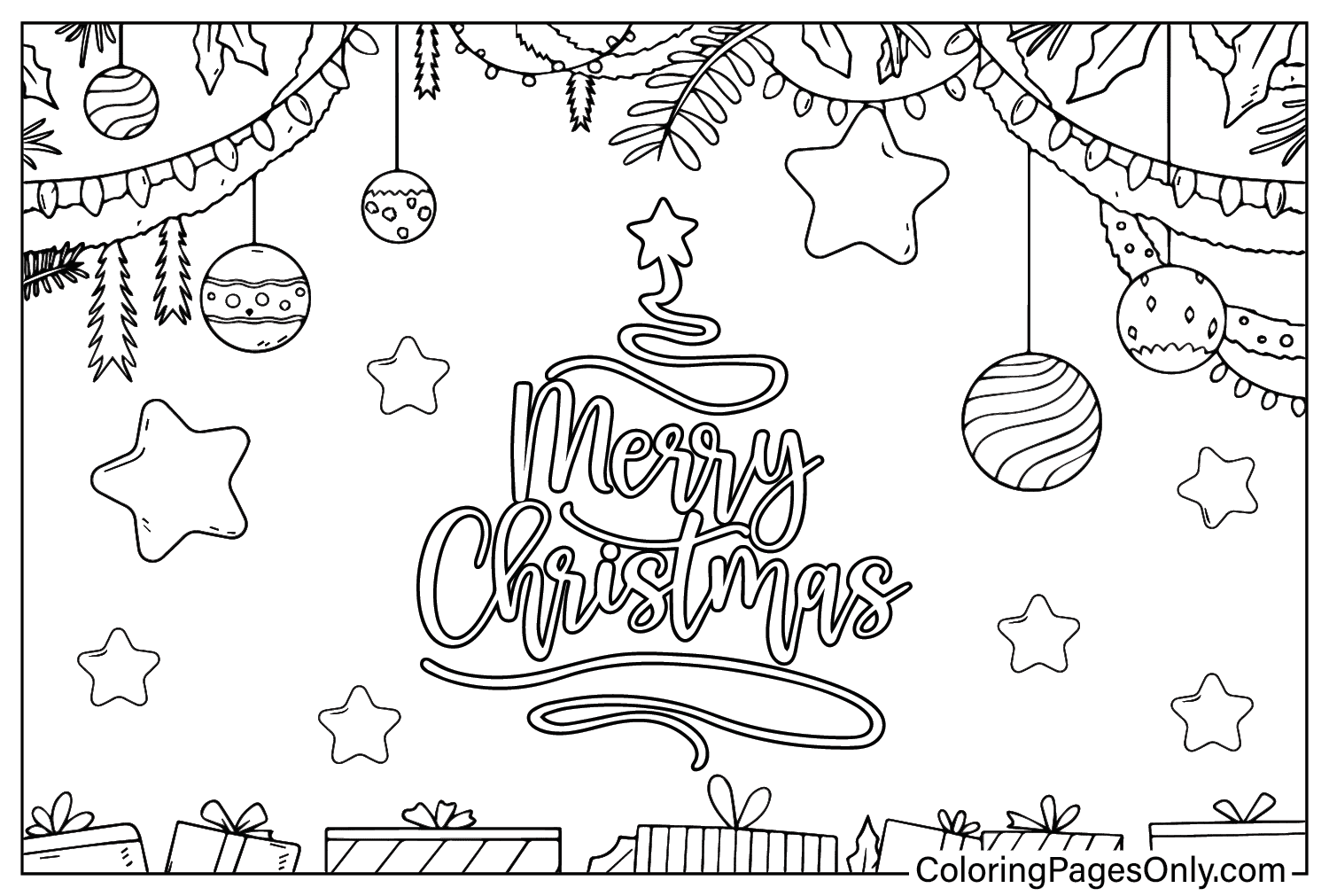 Página para colorir do Natal de 2024 do Natal de 2024