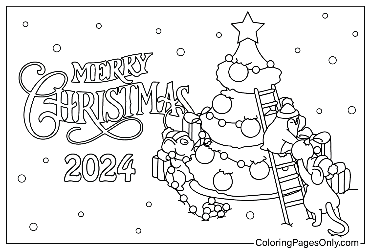 2024 年圣诞节的圣诞彩页 PNG