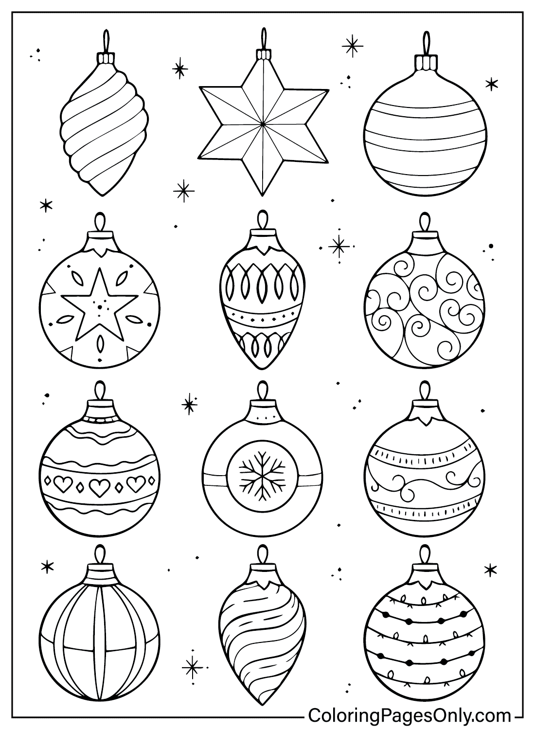 Coloriages de Noël Ornements de Ornements de Noël