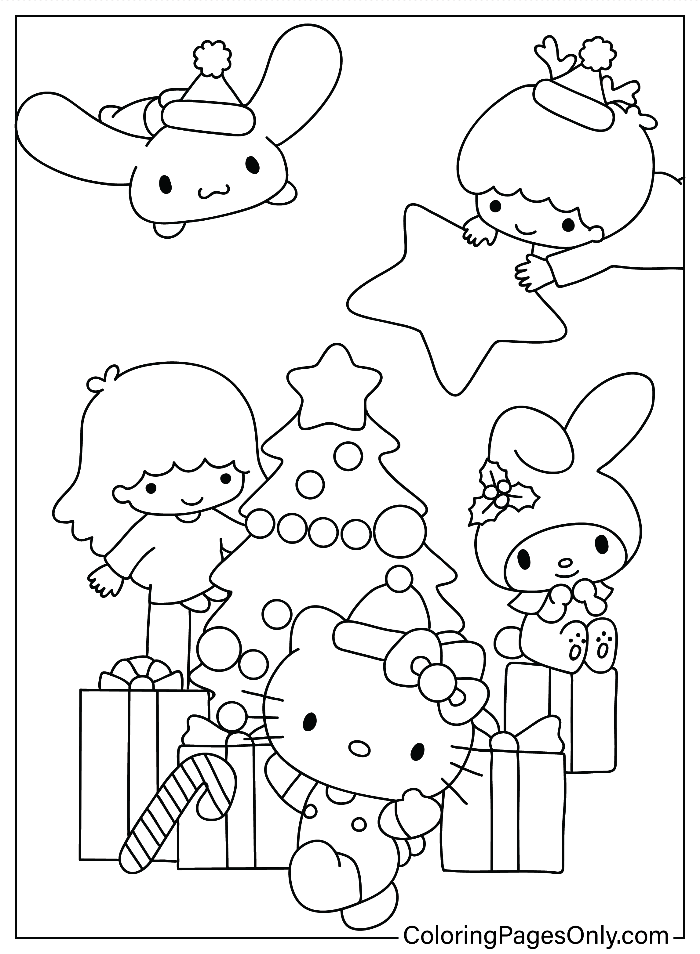 Christmas Hello Kitty Coloring Page Free Printable Coloring Pages