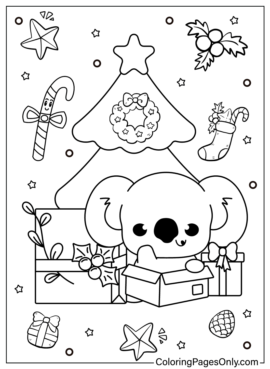 Раскраски Рождественская коала