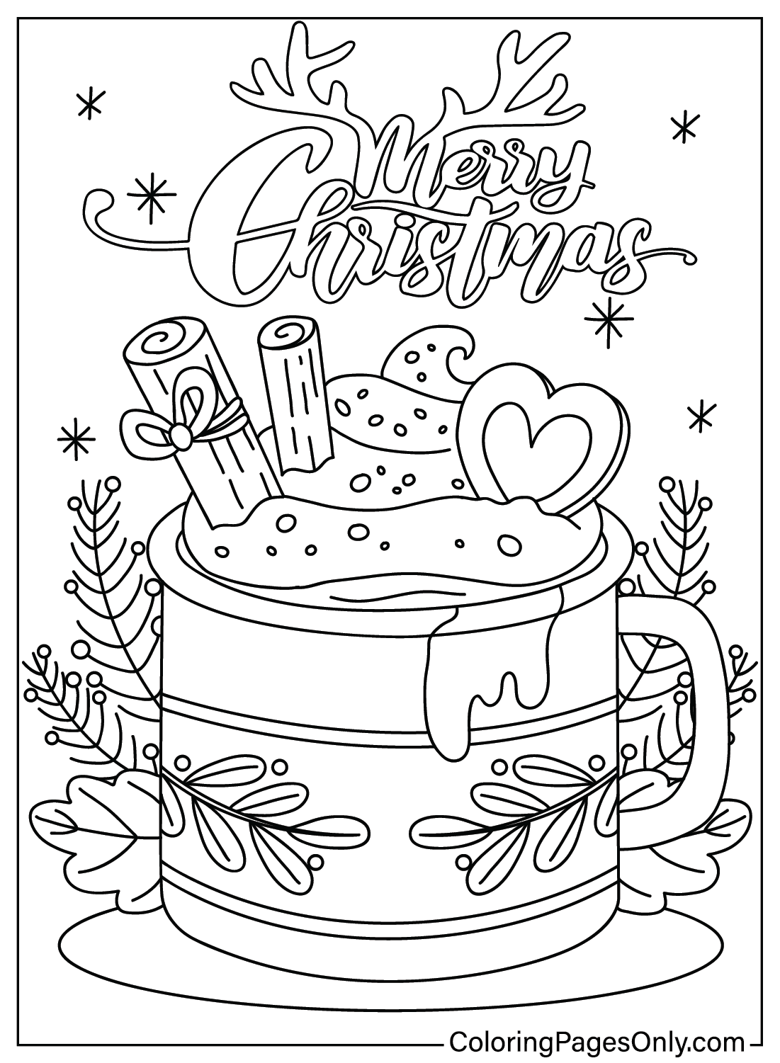 Página para colorir de Milkshake de Natal para adultos de Christmas Milkshake