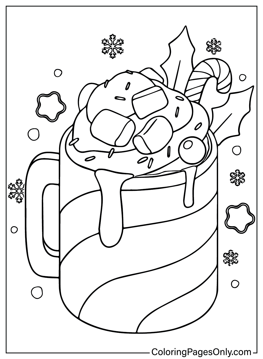 PDF da página para colorir do Milkshake de Natal do Milkshake de Natal