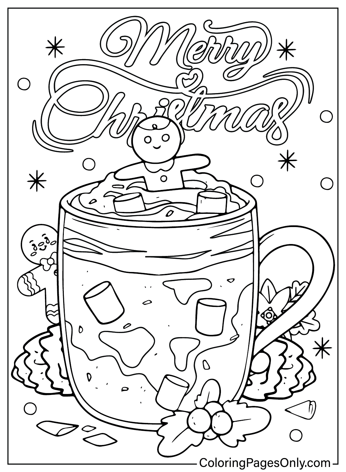 Página para colorir de Milkshake de Natal para impressão em Milkshake de Natal