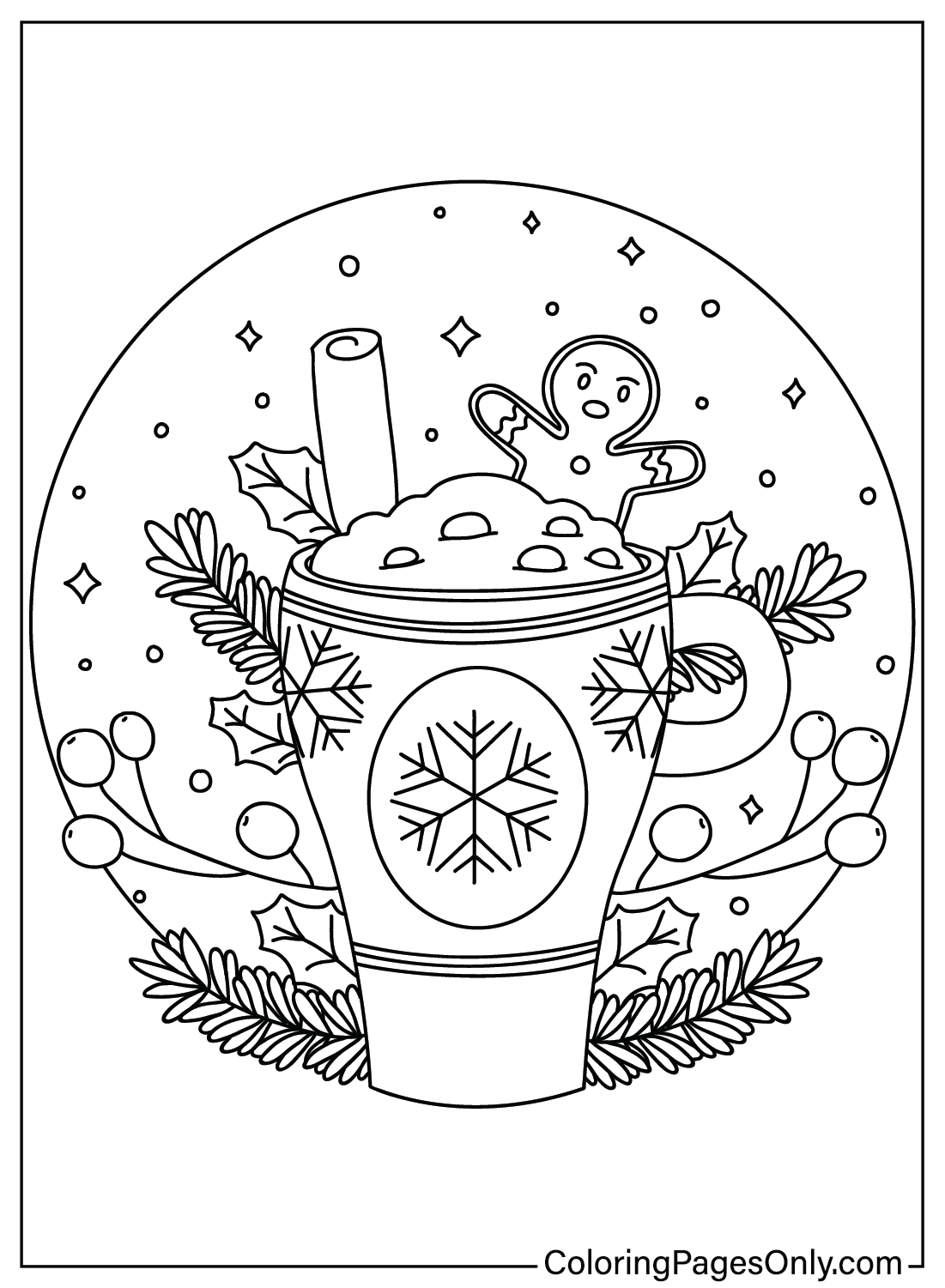 Página para colorir de Milkshake de Natal de Christmas Milkshake