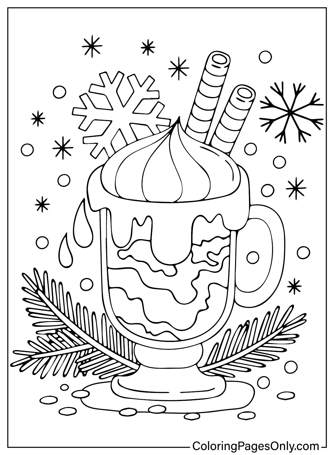 Páginas para colorir de Milkshake de Natal para impressão em Milkshake de Natal