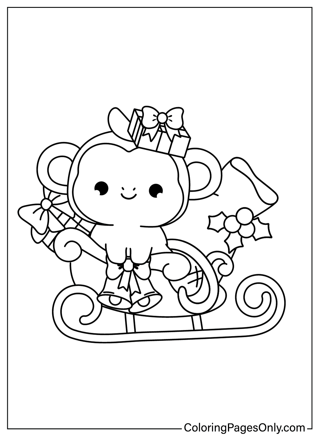 Desenhos de Macaco de Natal para Colorir