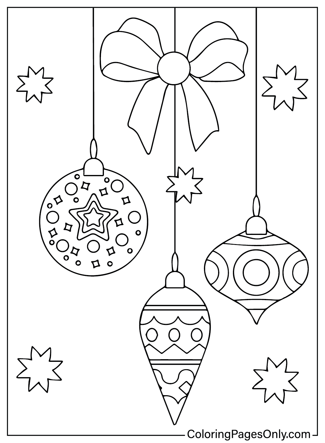 Pagina da colorare di ornamenti natalizi da ornamenti natalizi