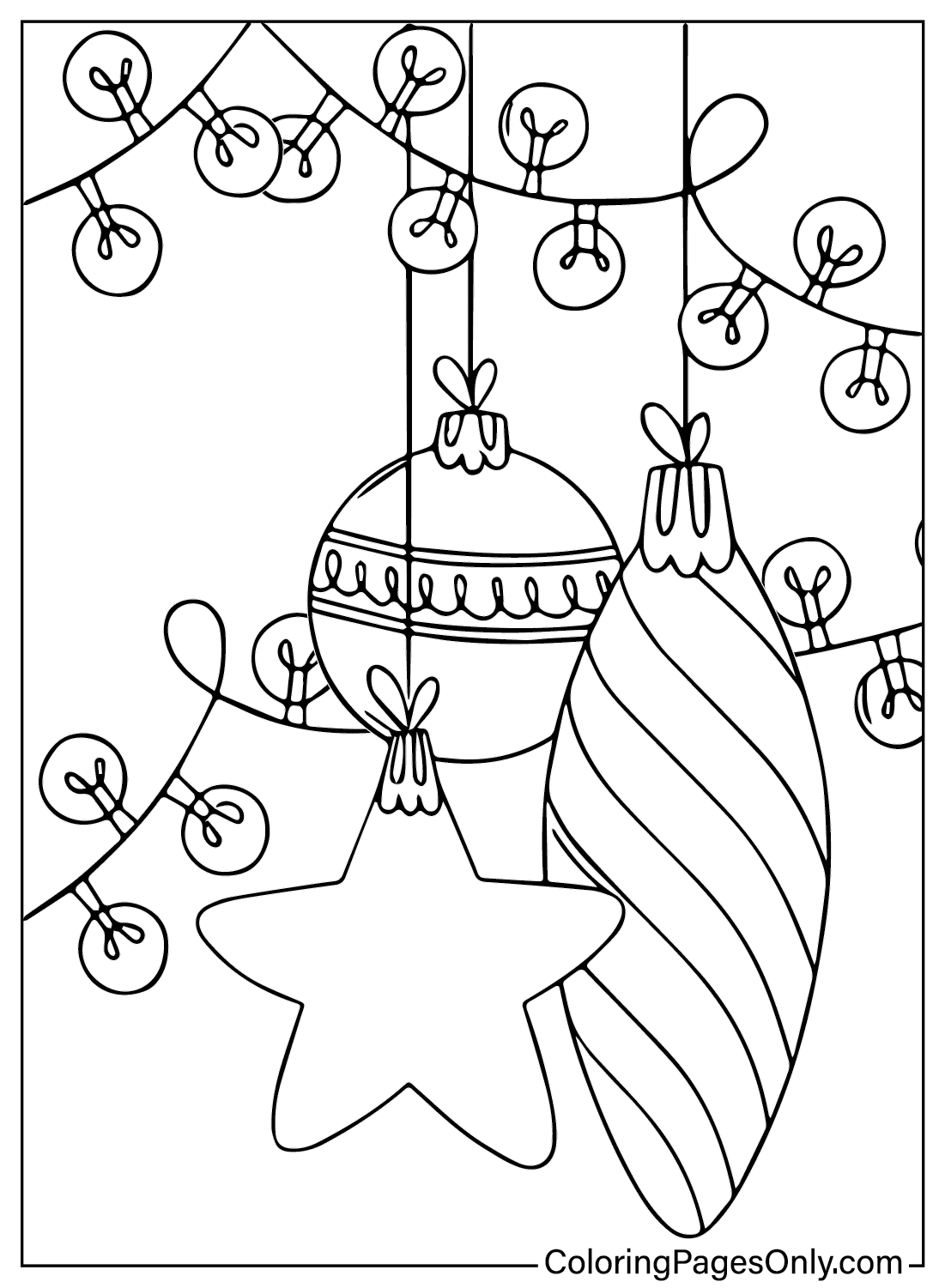 Pagina da colorare di ornamenti natalizi senza ornamenti natalizi