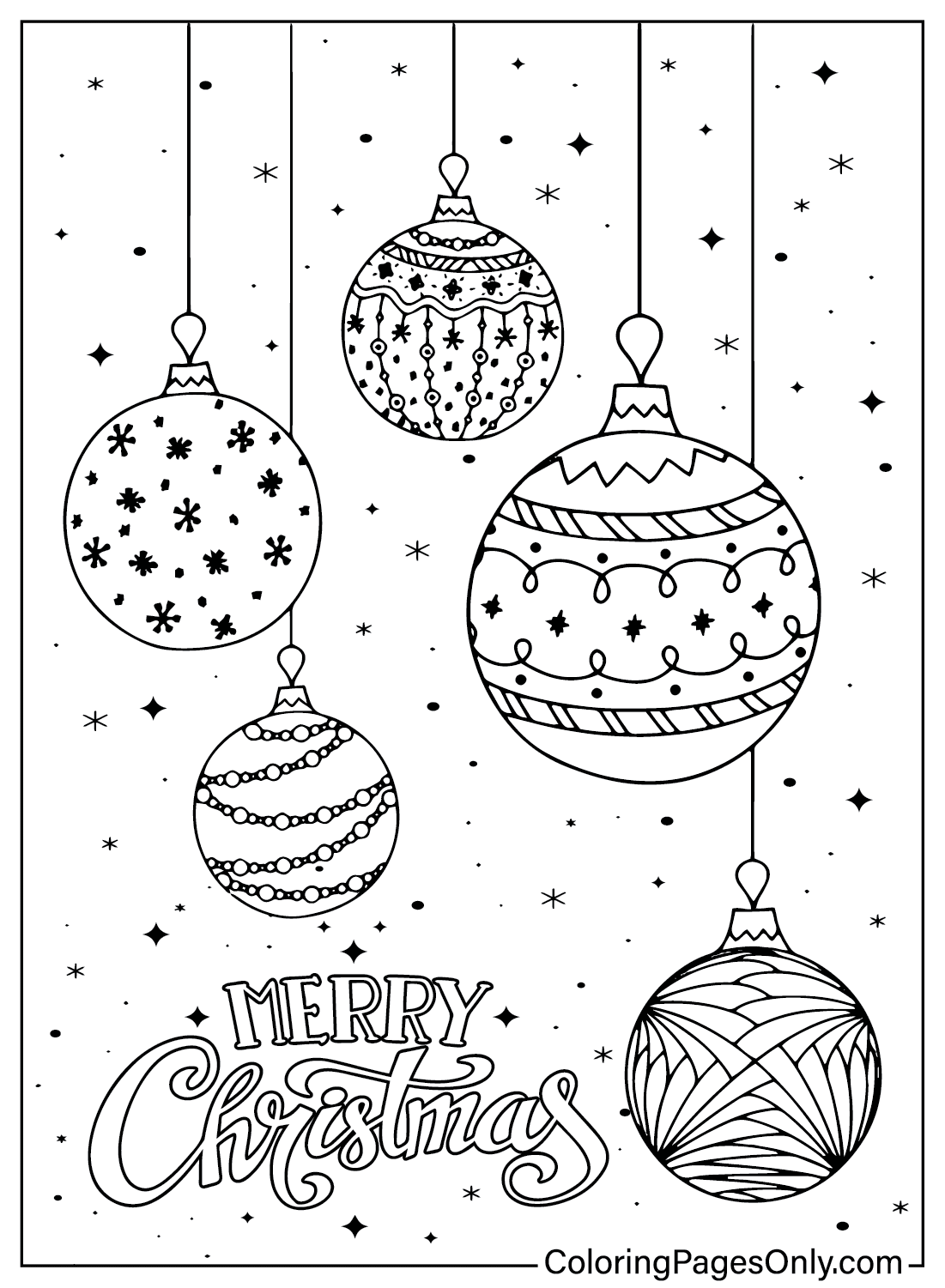 Christmas Ornaments Coloring Page PDF from Christmas 2024