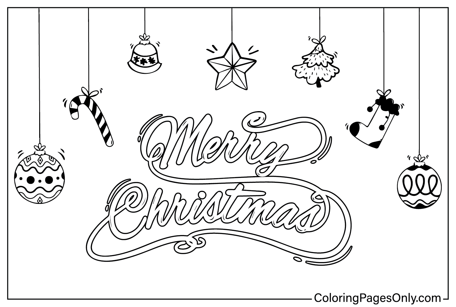 Christmas Ornaments Coloring Page Print