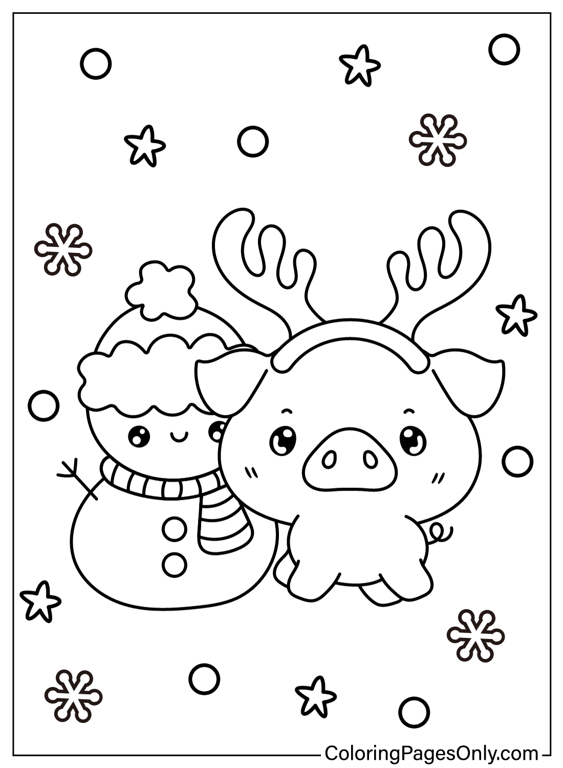 Desenhos para colorir de porco de Natal de animais de Natal