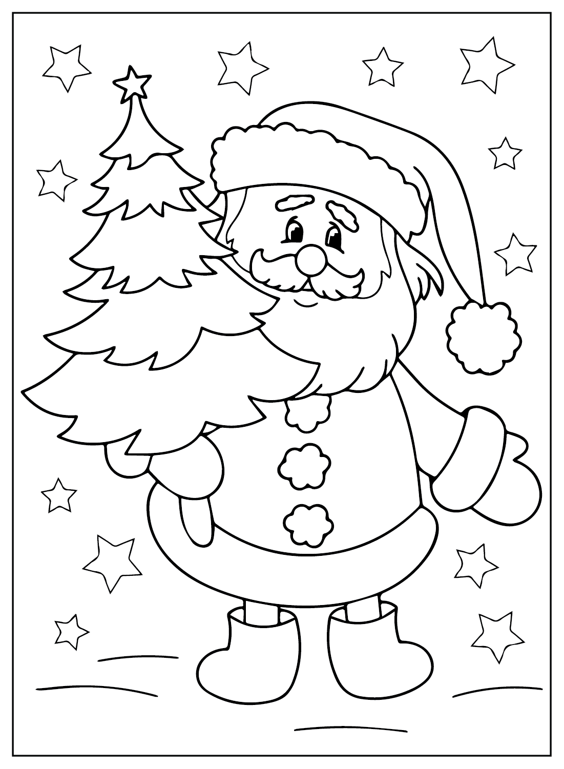 Dibujo para colorear de Papá Noel navideño de Navidad 2024
