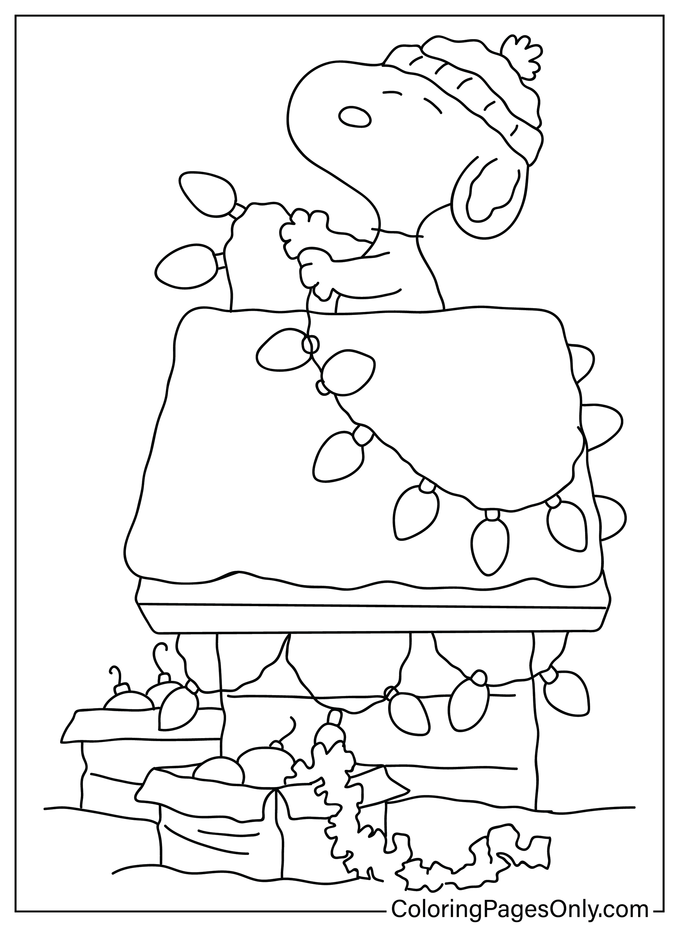 Christmas Snoopy Coloring Page from Christmas Cartoon