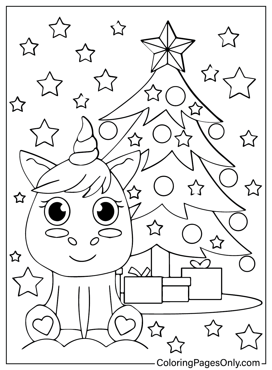 圣诞树圣诞树着色页 PDF