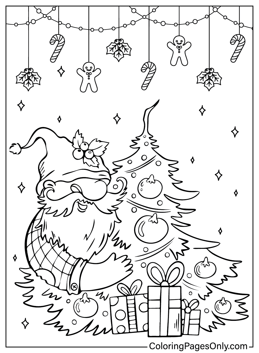 Christmas Tree Coloring Page PNG