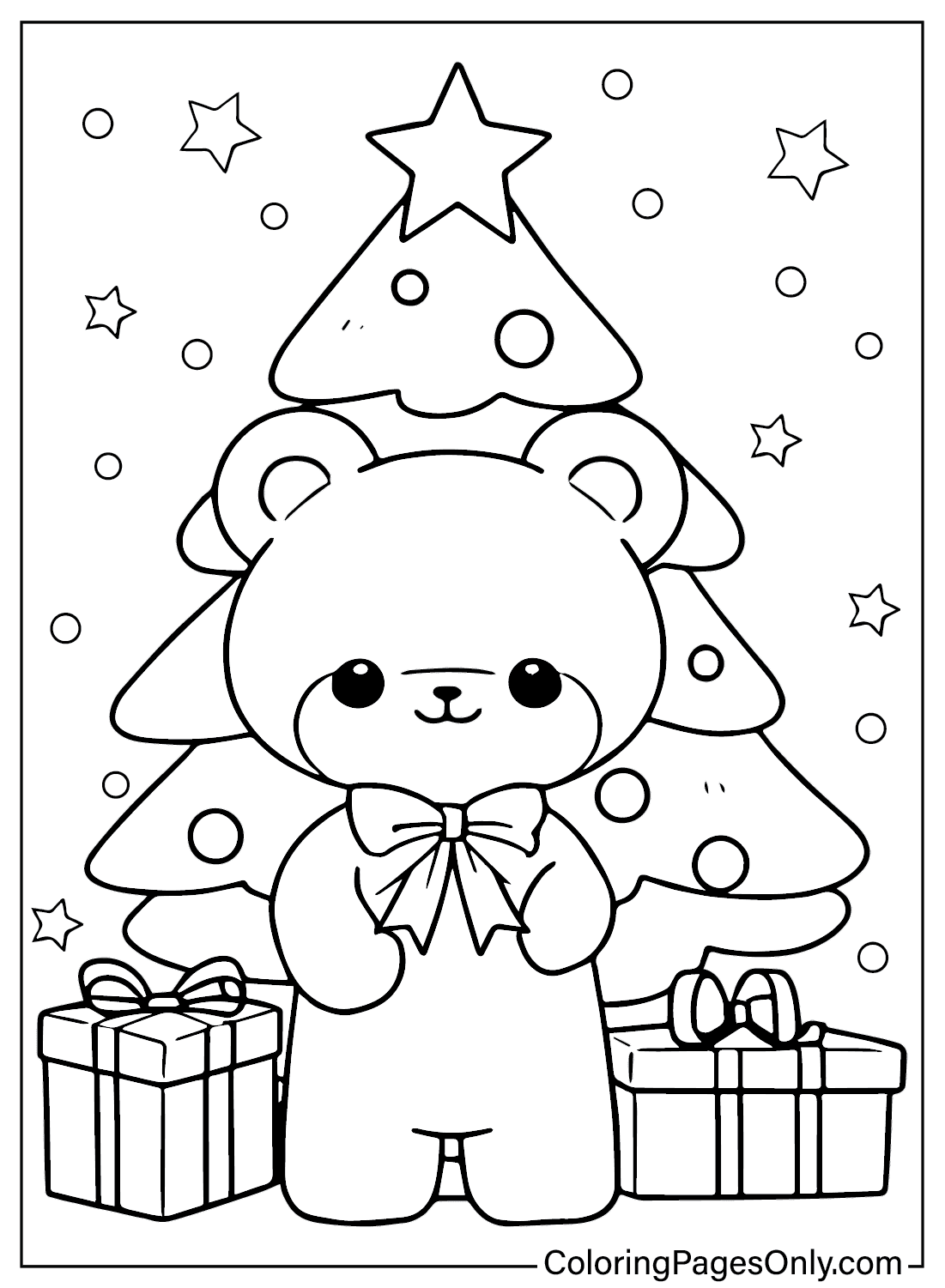 Página para colorir da árvore de Natal para impressão no Natal de 2024
