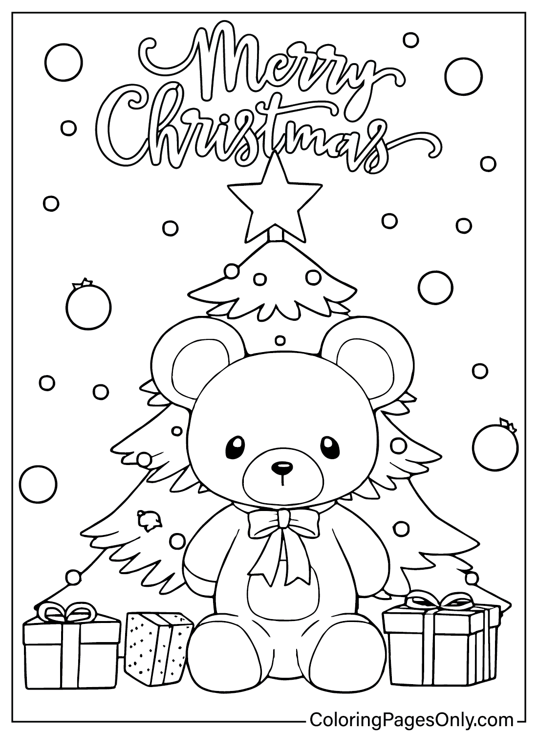 Pagina da colorare dell'albero di Natale di Natale 2024