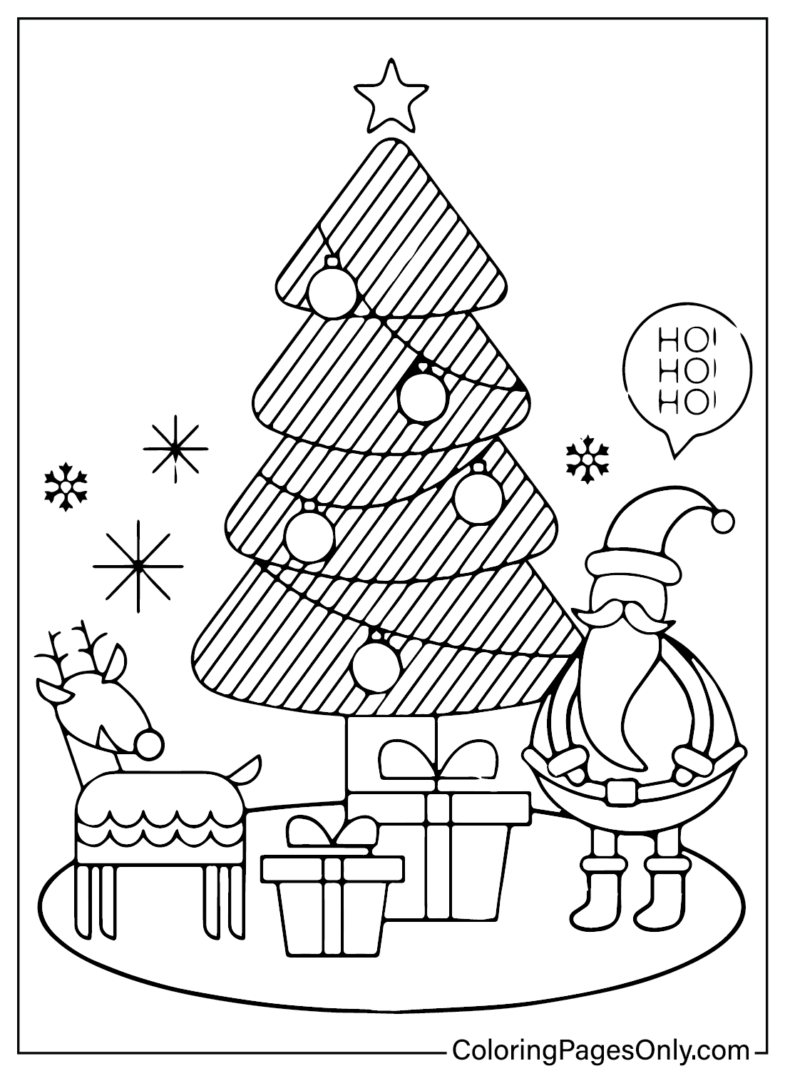 Christmas Tree Santa Claus Coloring Page