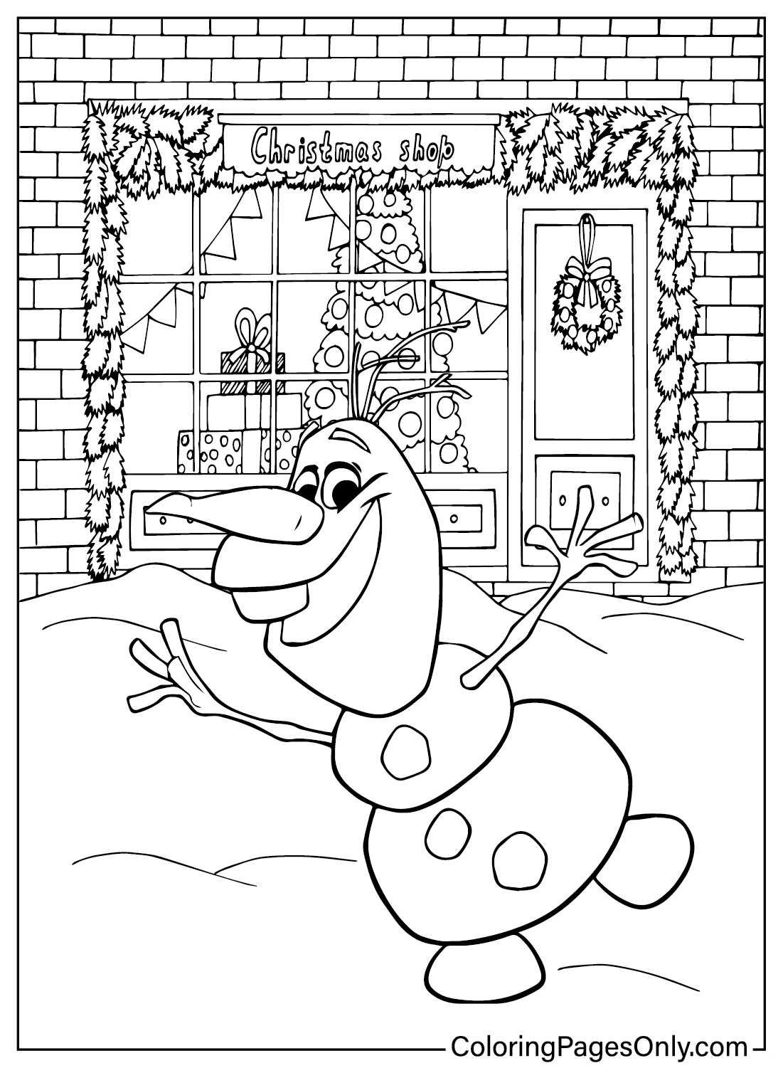 Раскраска Рождественский Снеговик
