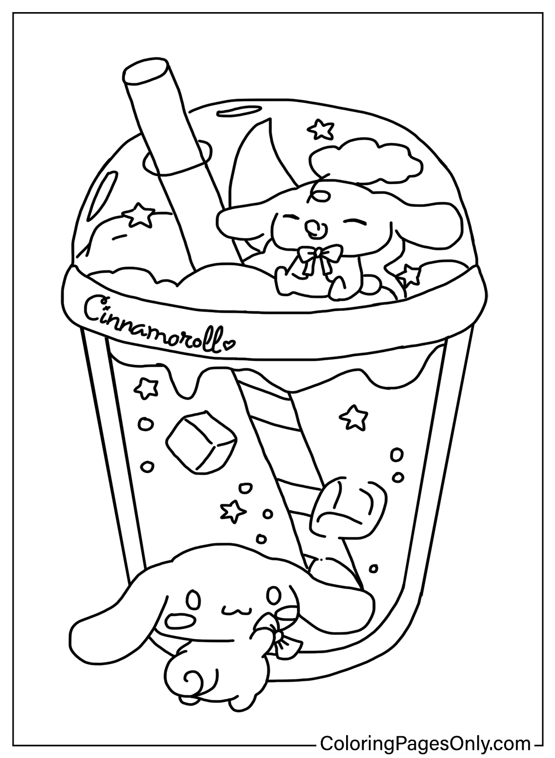Páginas para colorear de Cinnamoroll Bubble Tea de Cinnamoroll