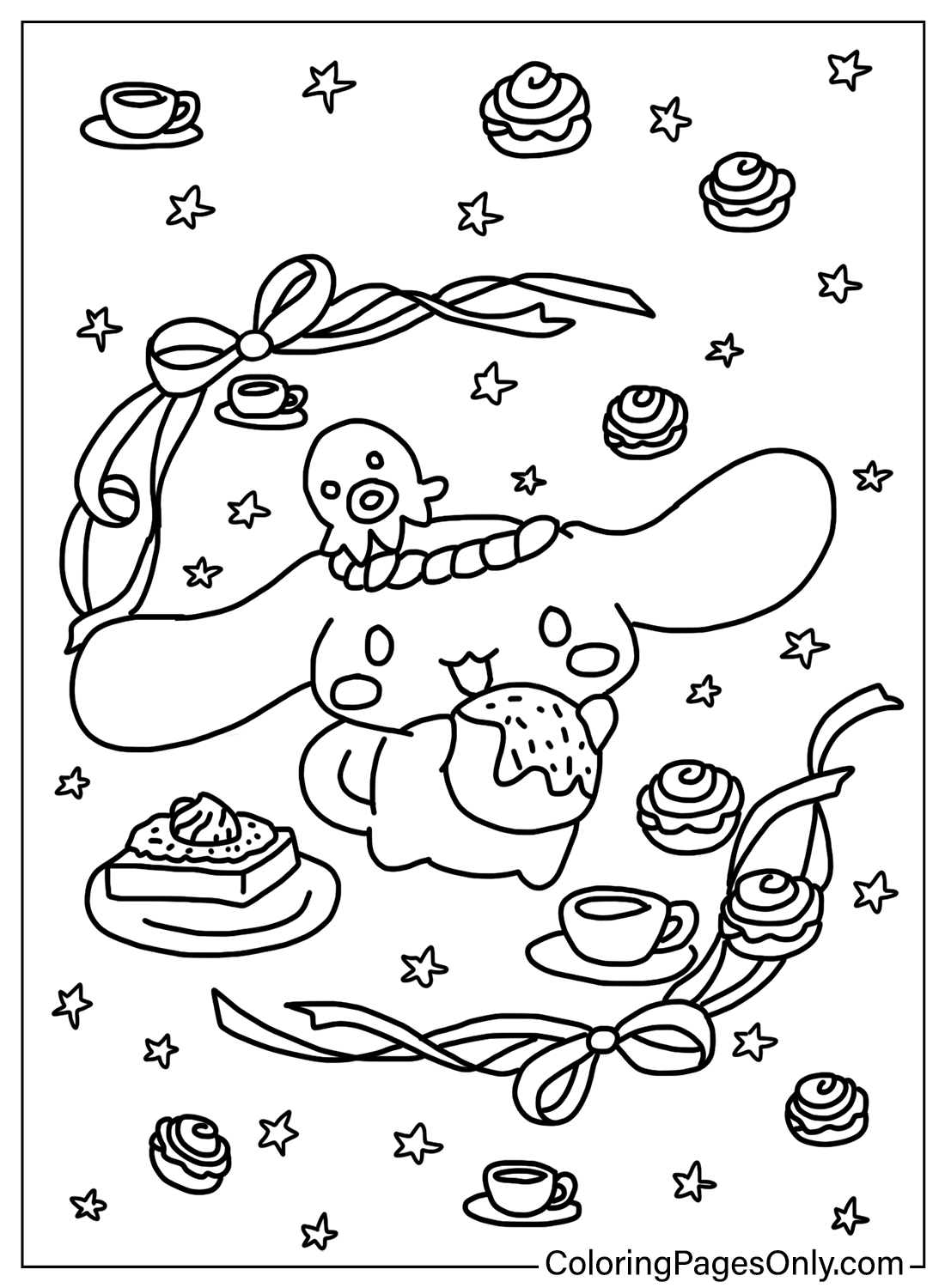 Página para colorir Cinnamoroll grátis em Cinnamoroll