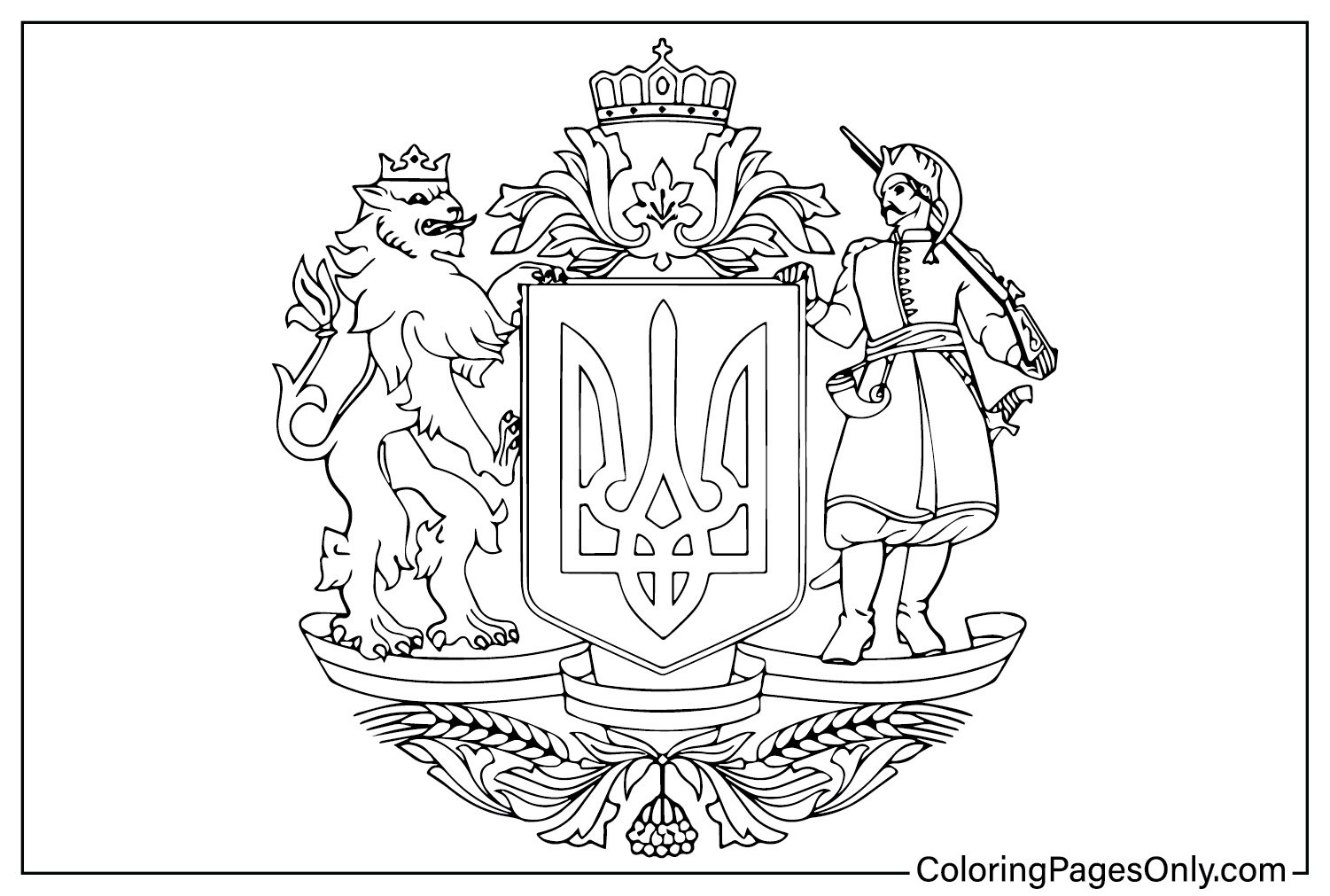 Dibujo de Escudo de Armas de Ucrania para colorear de Ucrania