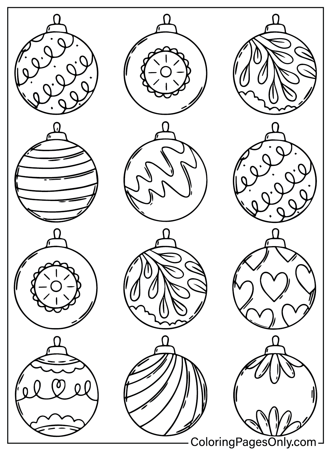 Page couleur Ornements de Noël de Ornements de Noël