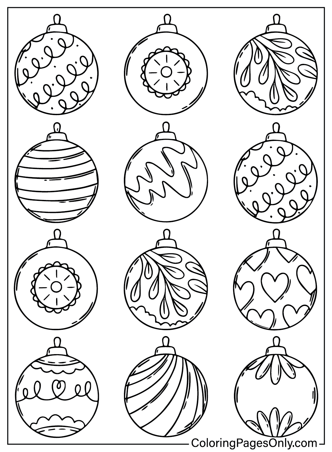 100 Christmas Ornaments Coloring Pages ColoringPagesOnly