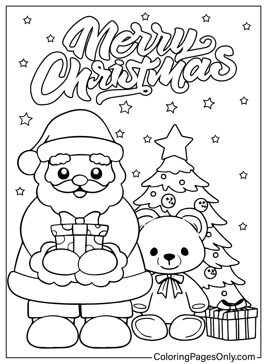 Dibujo para colorear Papá Noel de Navidad 2024