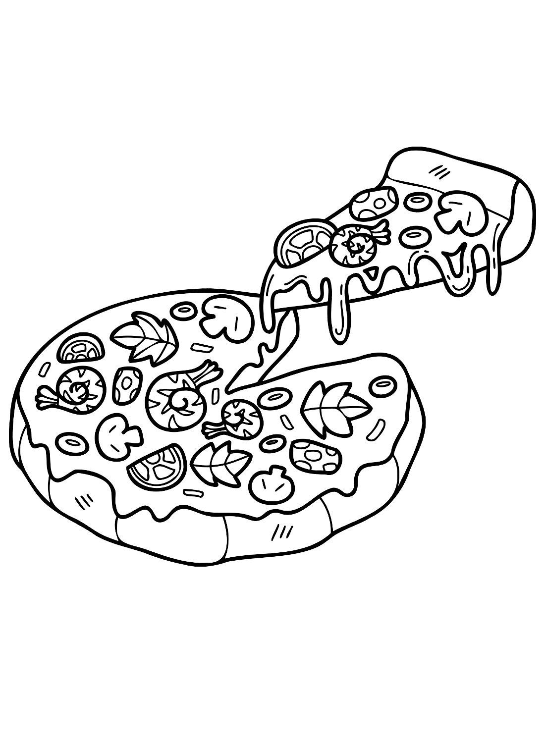 Kleurenvel pizza van Pizza