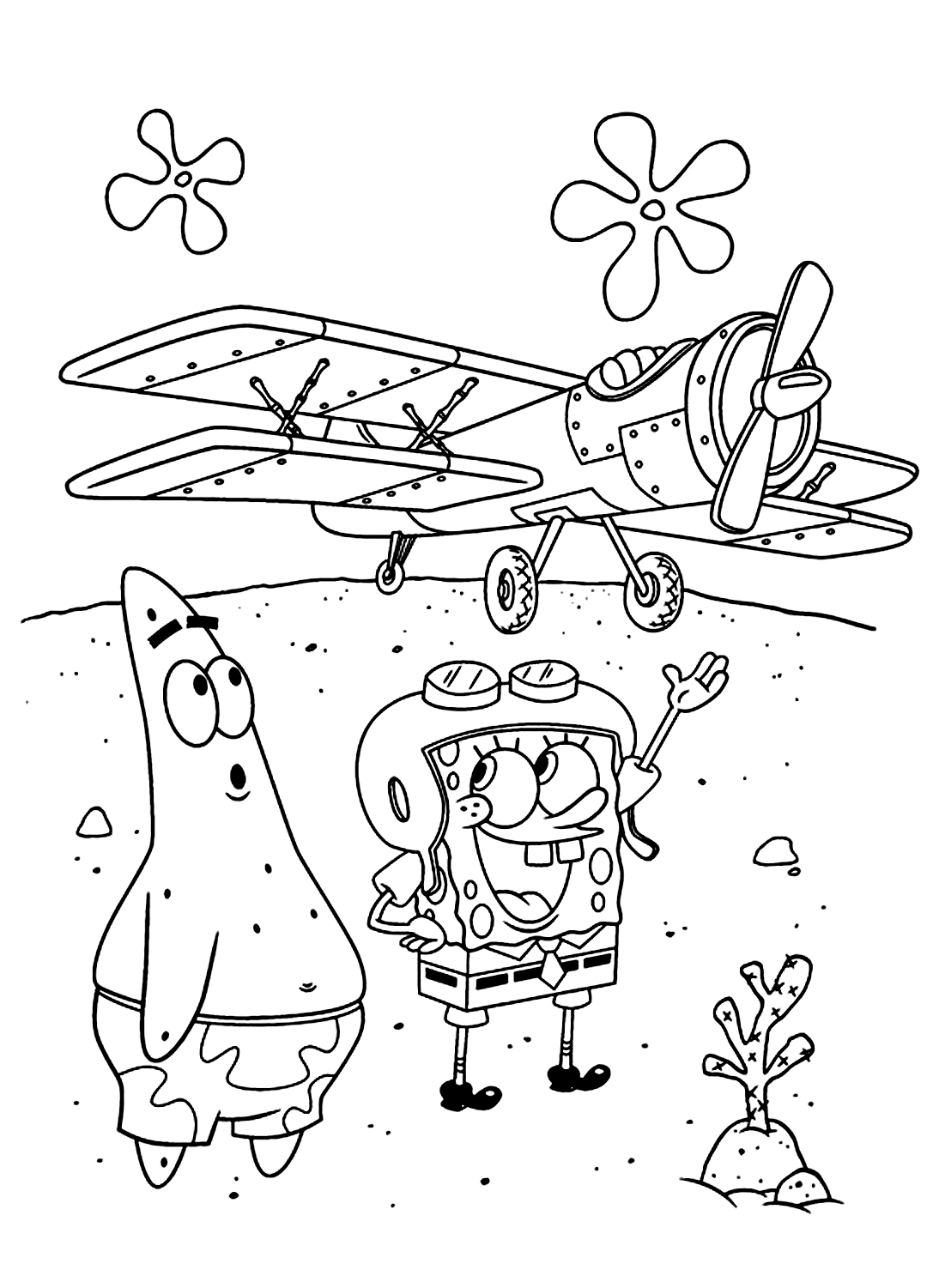 Farbseite von Spongebob und Patrick entdecken das Universum von Spongebob