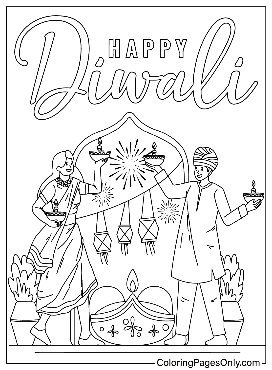 Coloring Page Diwali from Diwali
