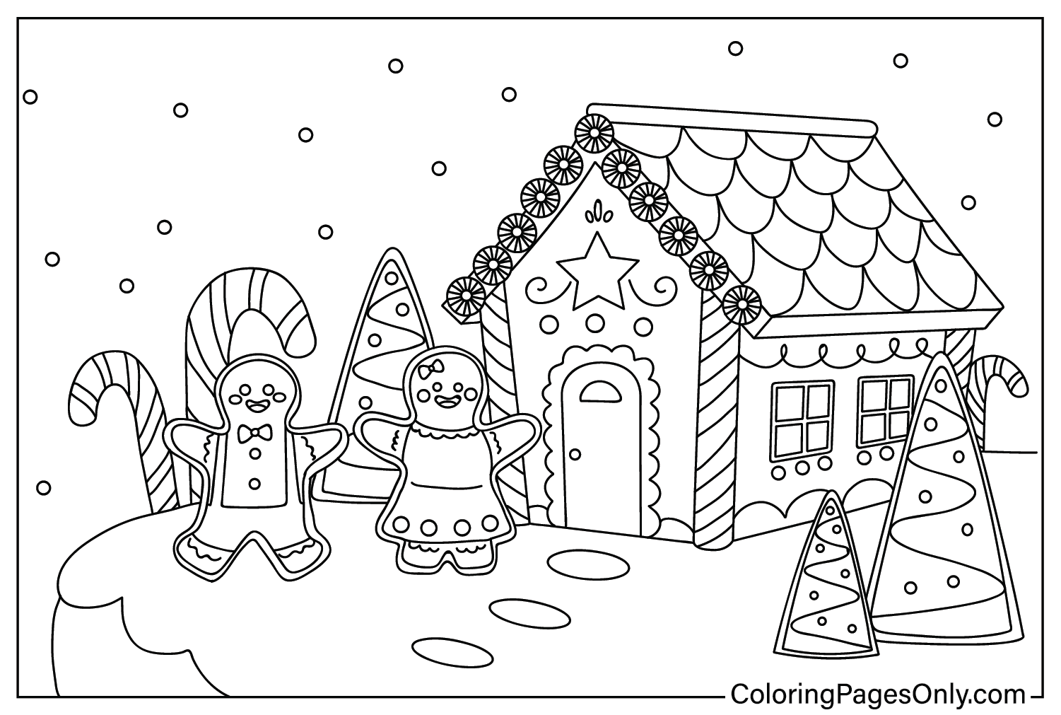 Coloring Page Gingerbread House from Gingerbread House