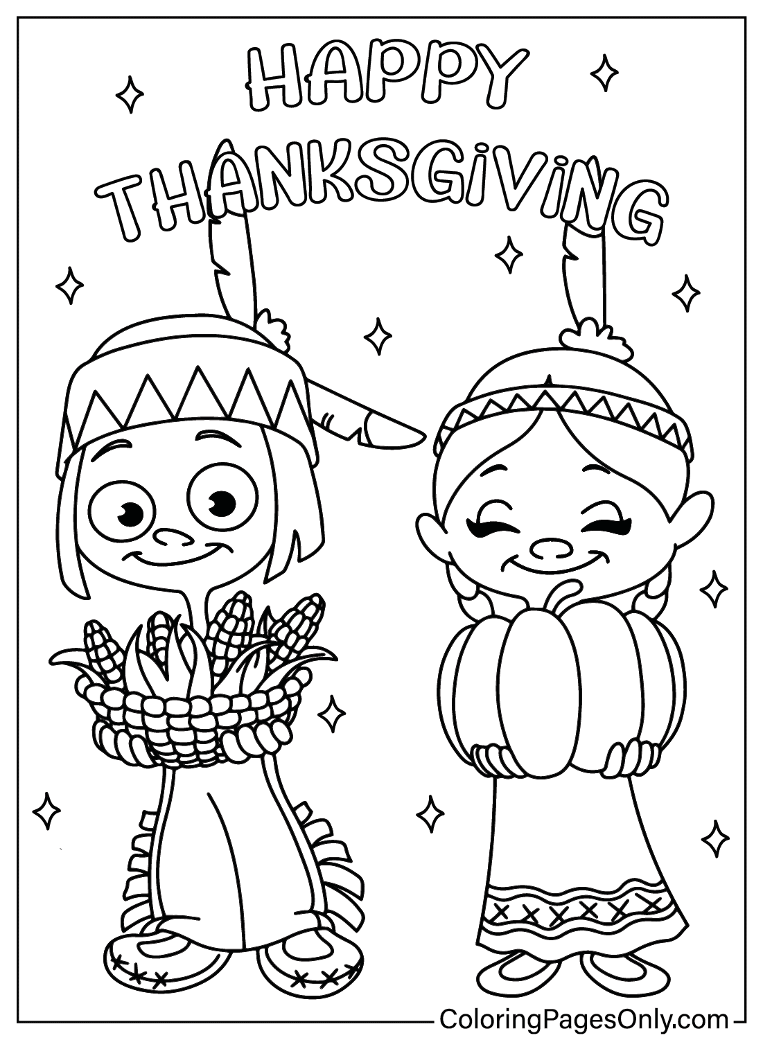 Kleurplaat Thanksgiving-tekenfilm van Thanksgiving-tekenfilm