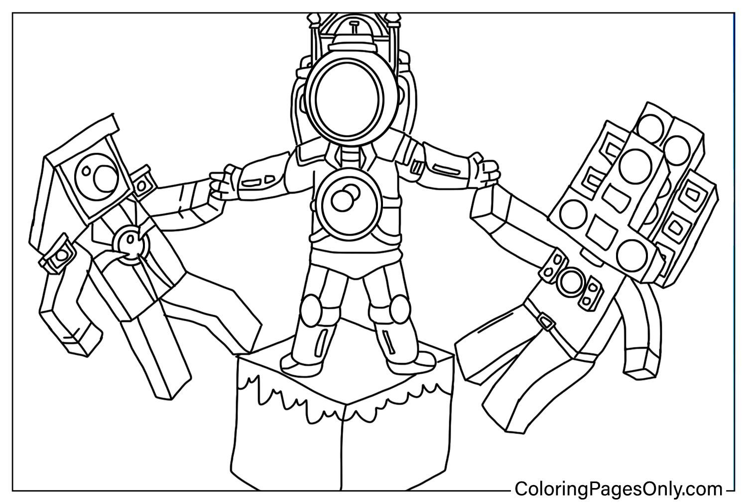 Coloring Page Titan ClockMan from Titan Clock Man