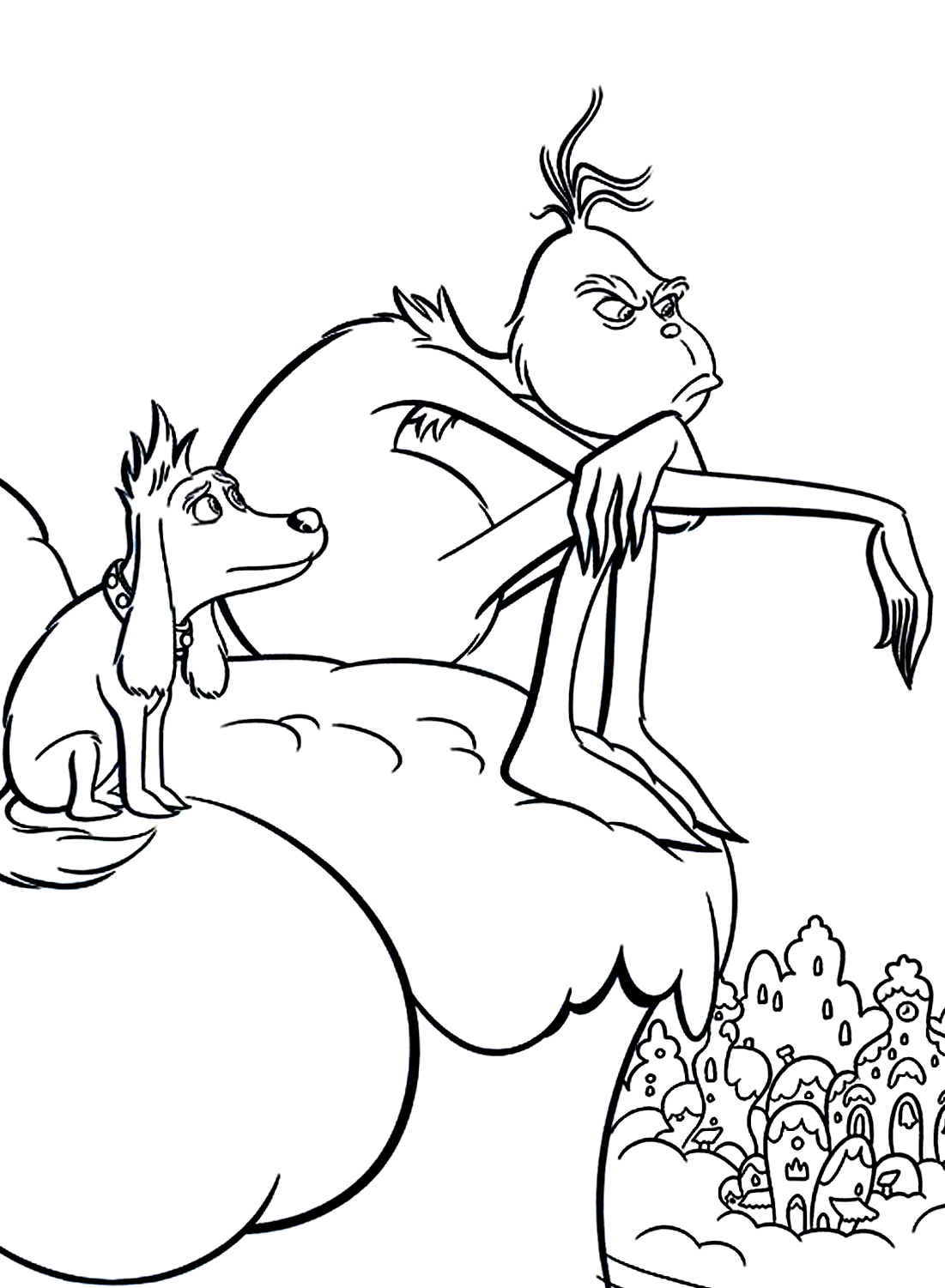 Coloring Page of Grinch is Sad