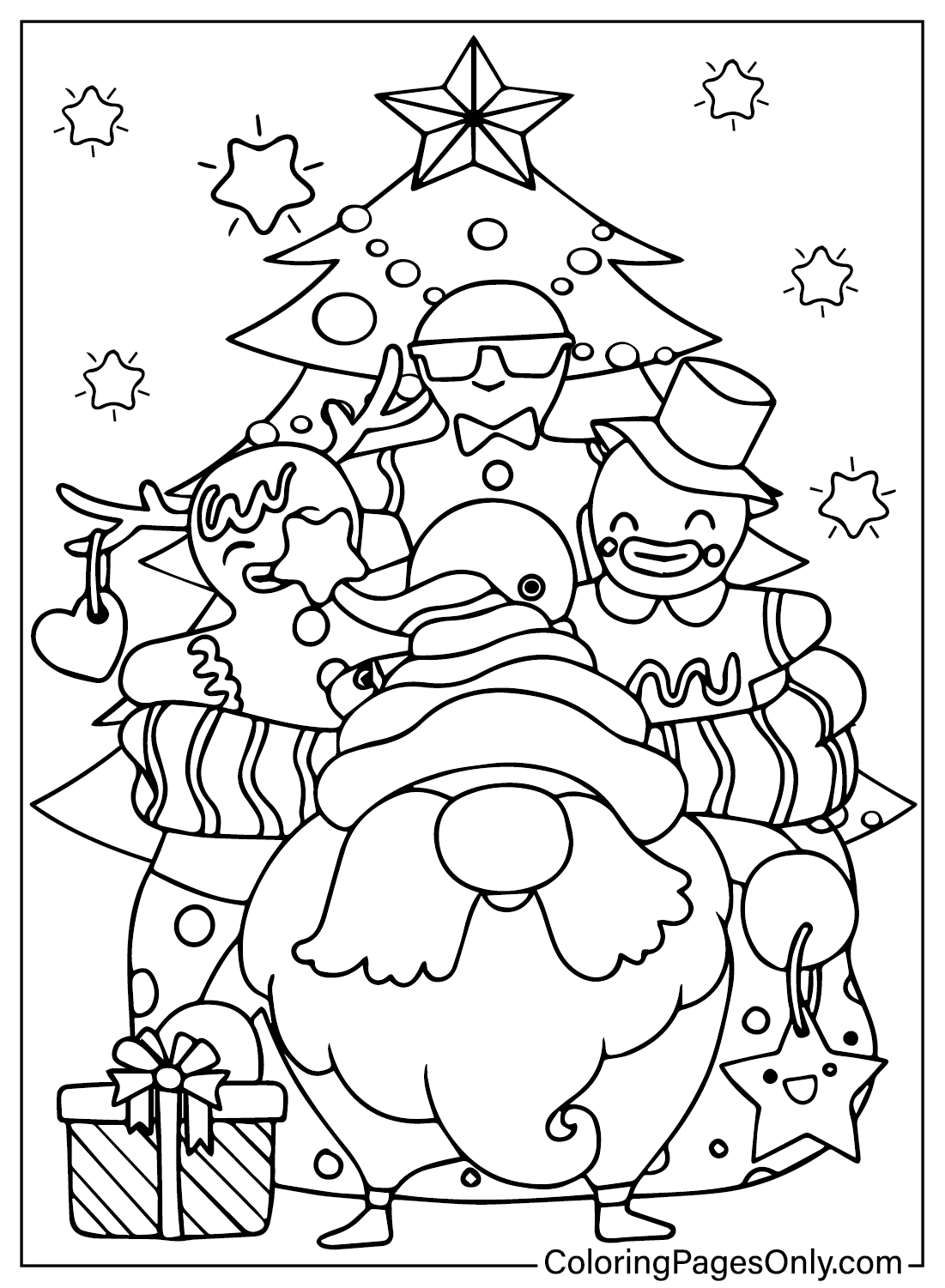 Раскраска Санта-Клауса с Рождества 2024 года