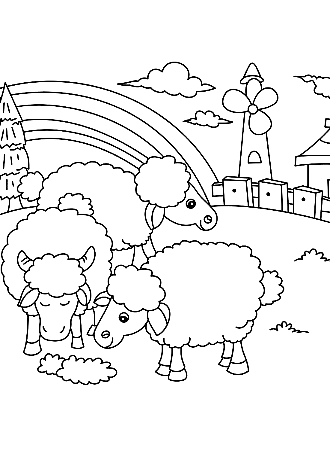 Coloring Page of Sheep’s Family