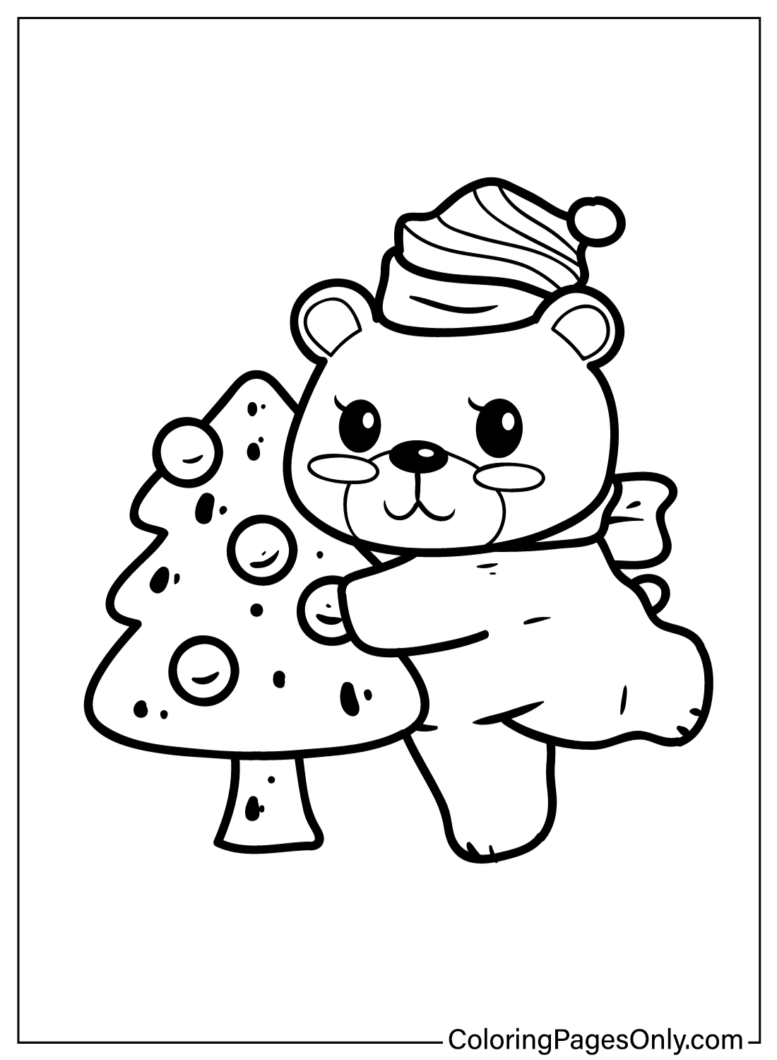 Desenhos para colorir Urso de Natal de Animais de Natal