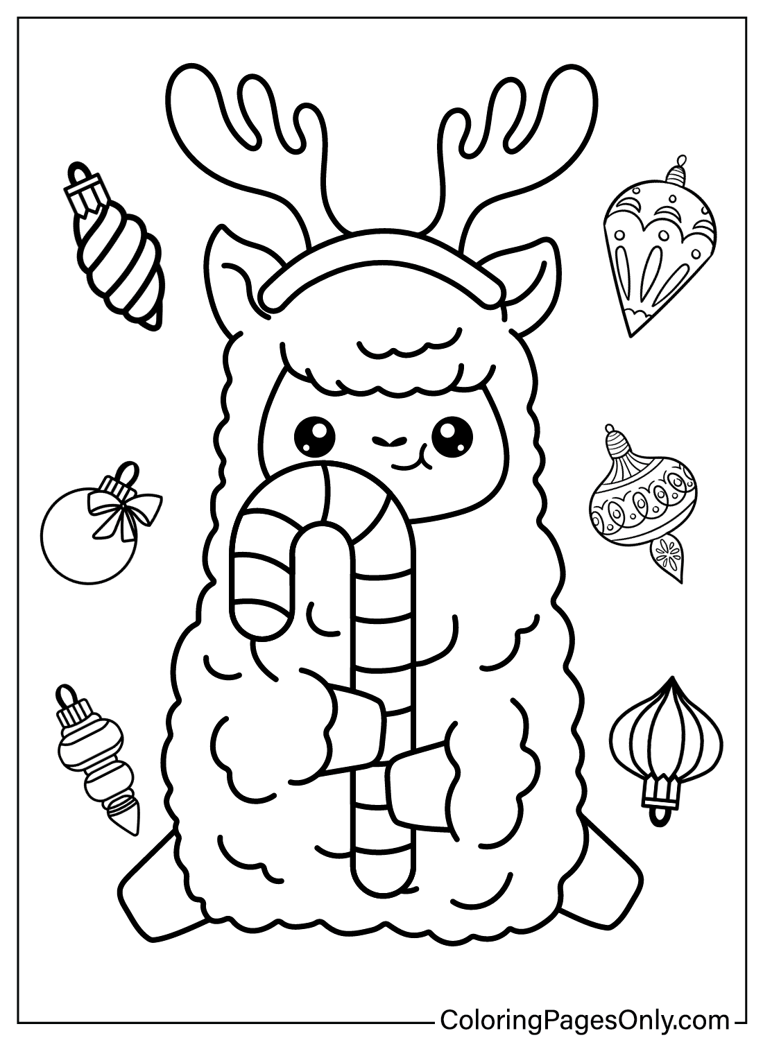 Раскраски Рождественская лама