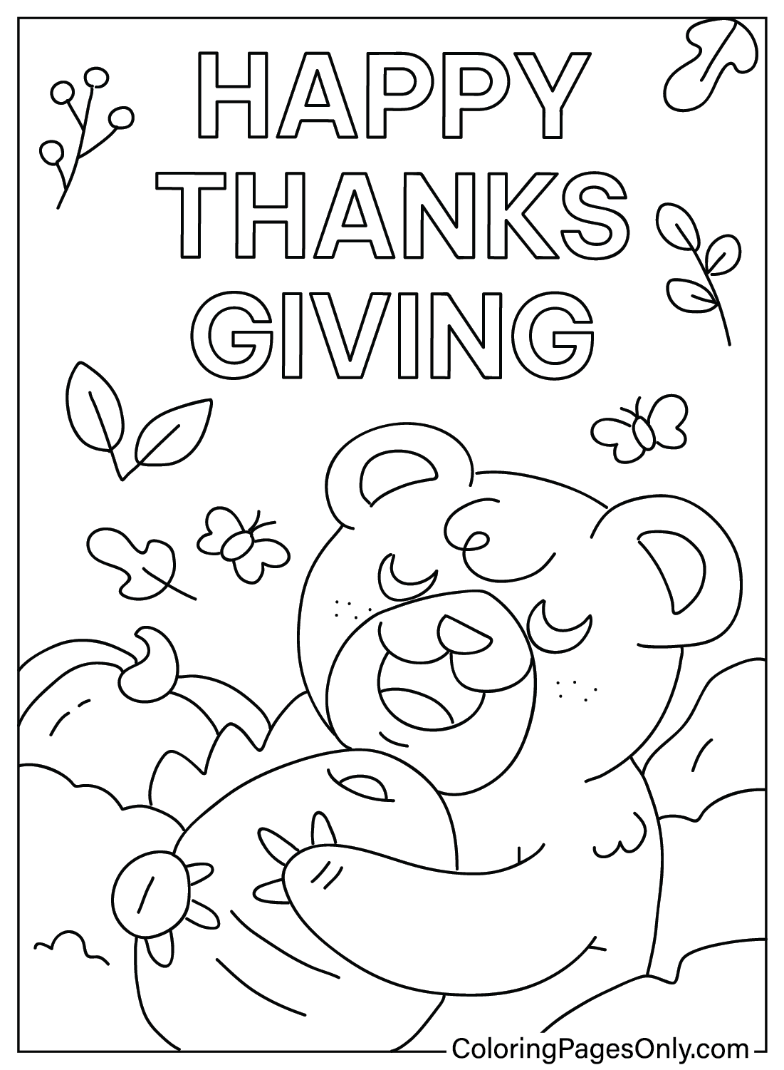 Coloriages pour Thanksgiving de Je suis reconnaissant pour
