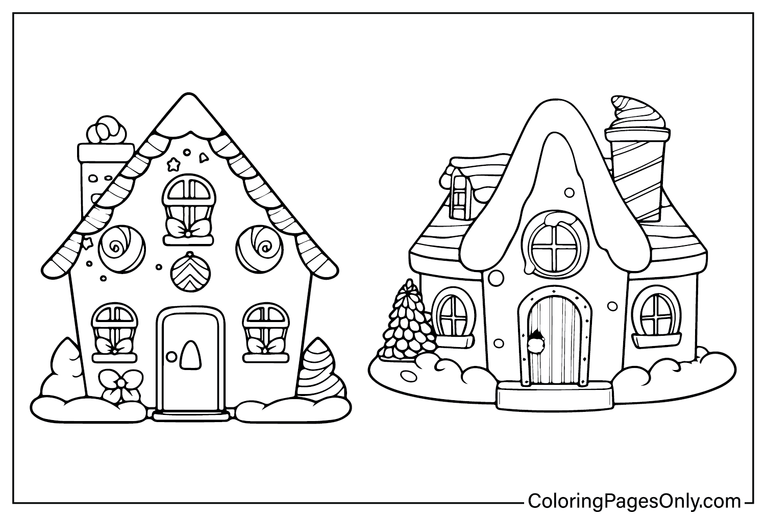 Foglio da colorare Casa di pan di zenzero di Gingerbread House