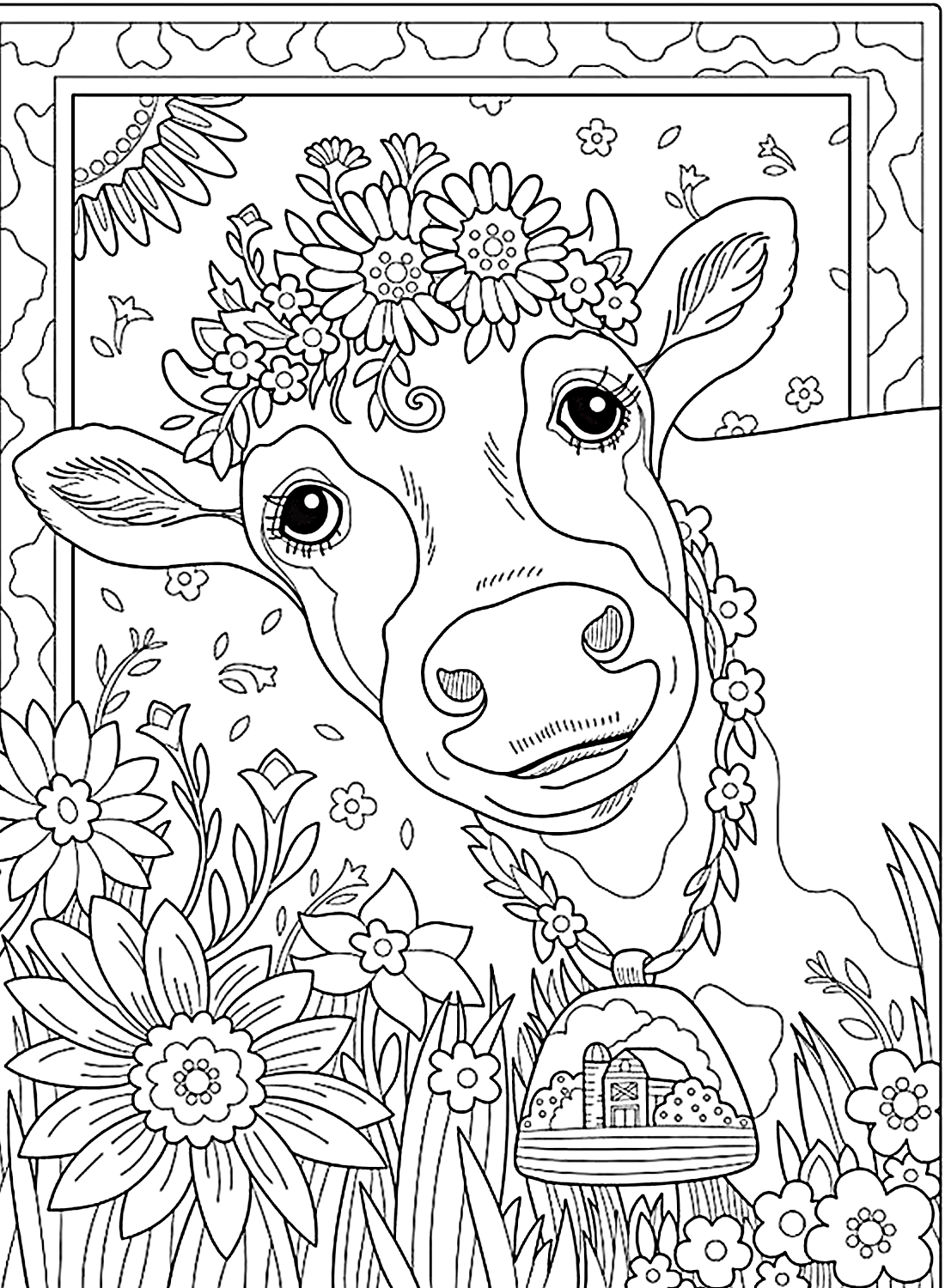 Cow and Flowers Picture