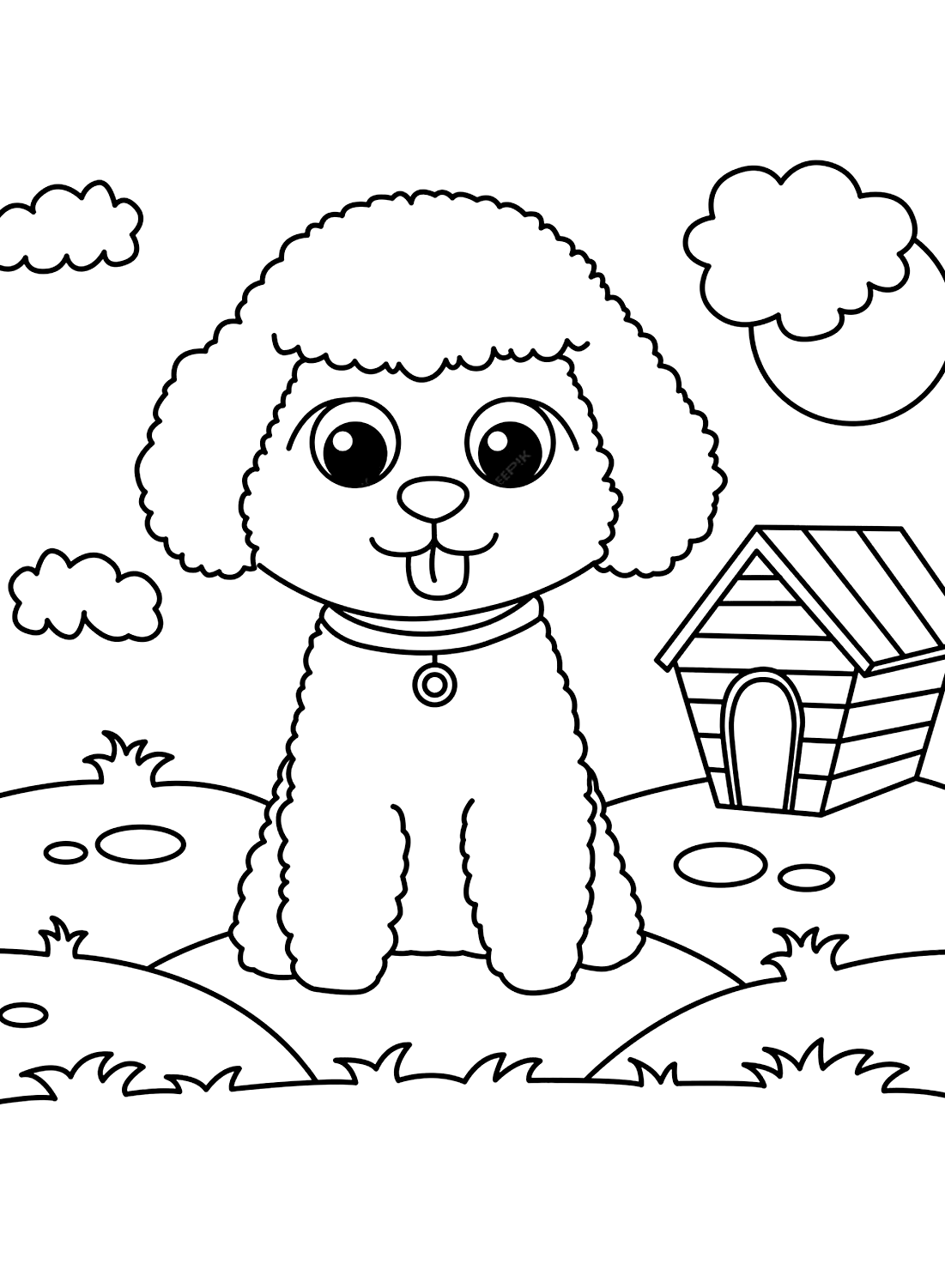 Página de cachorrinho fofo de desenho animado