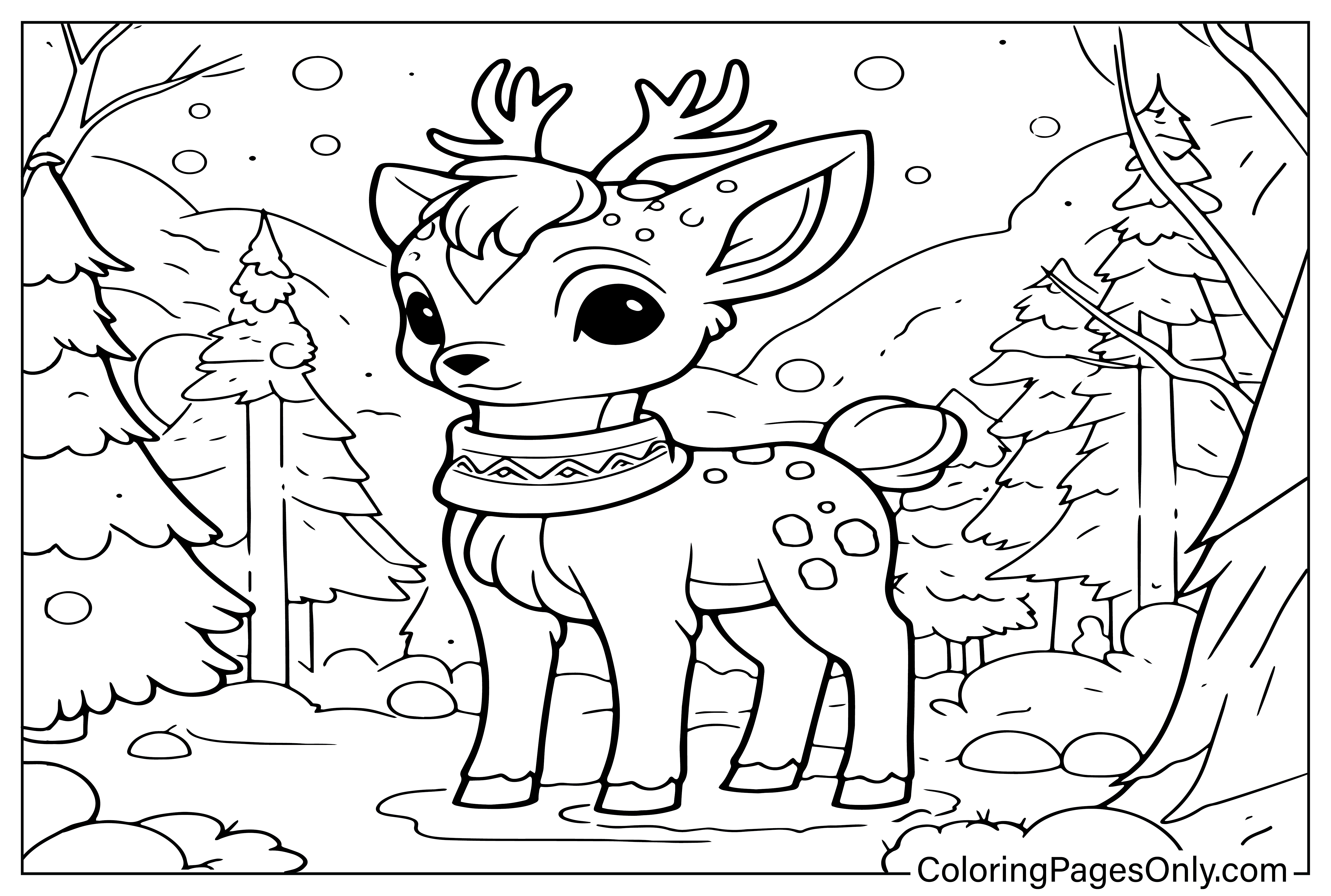 Cute Reindeer Coloring Page