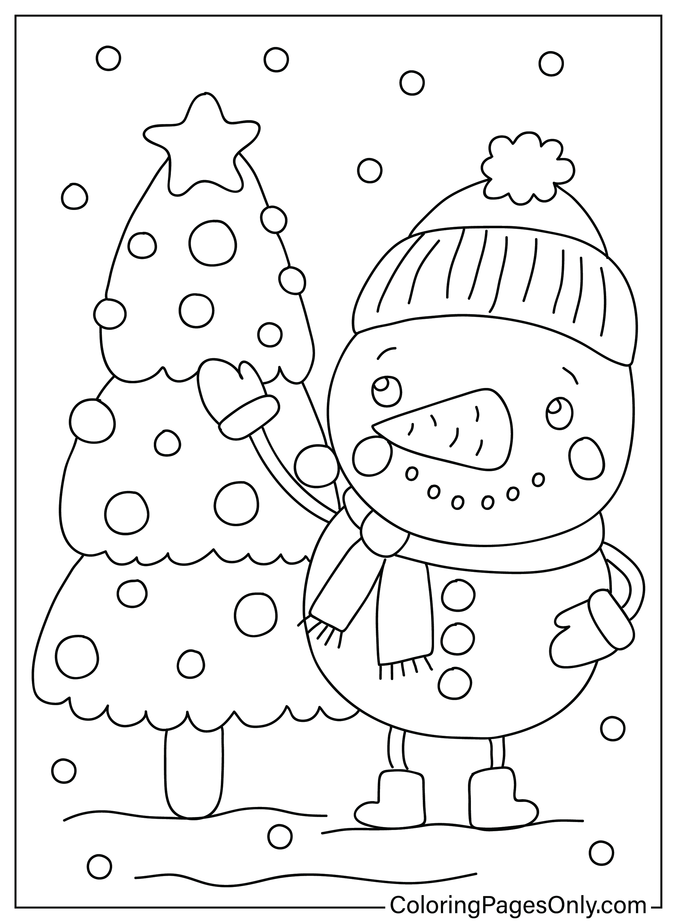 Lindo muñeco de nieve para colorear de Navidad de Snowman