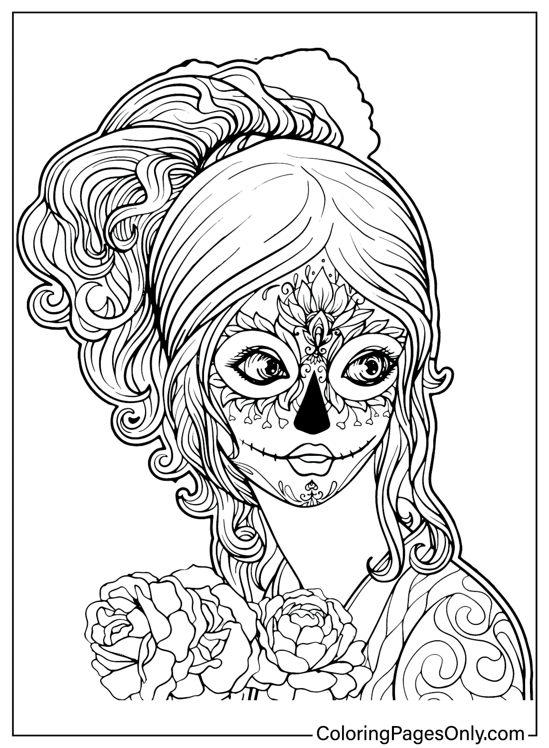 Day of The Dead Coloring Page Print