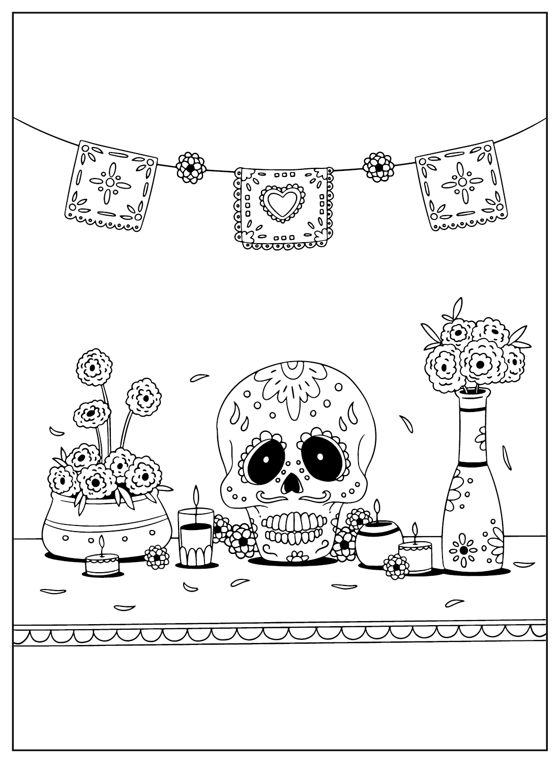 Day of The Dead Coloring Page Printable Free from Day Of The Dead